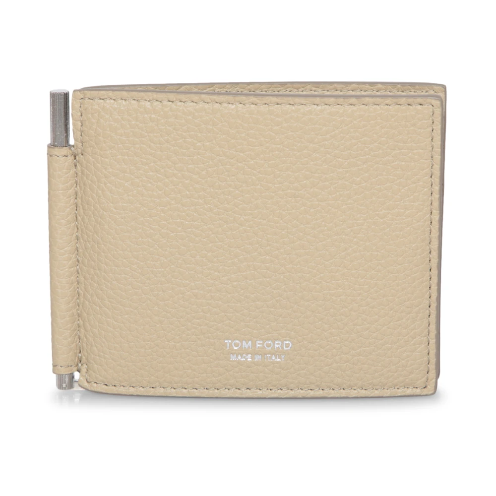 Tom Ford Portemonnee van hoogwaardig leer met geldclip Beige Heren