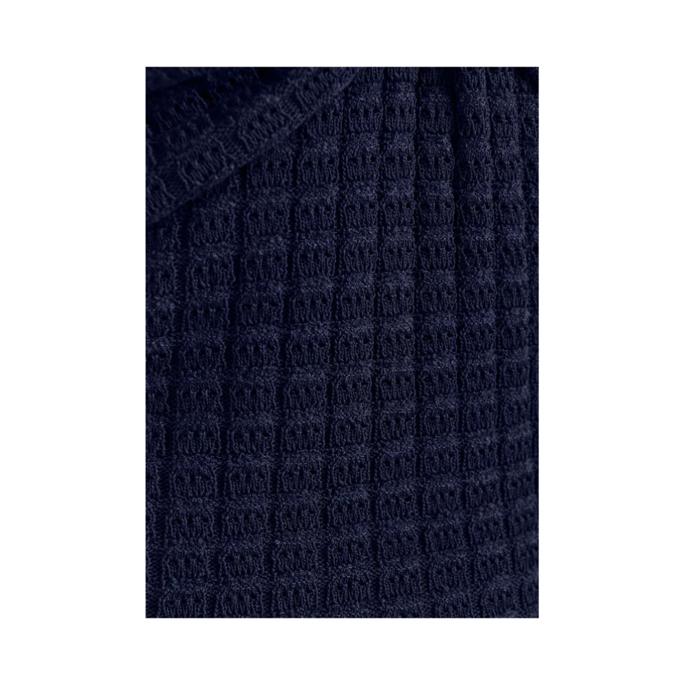 Essentiel Antwerp Navy Blauw Wafel Gebreide Bandeau Top Blue Dames