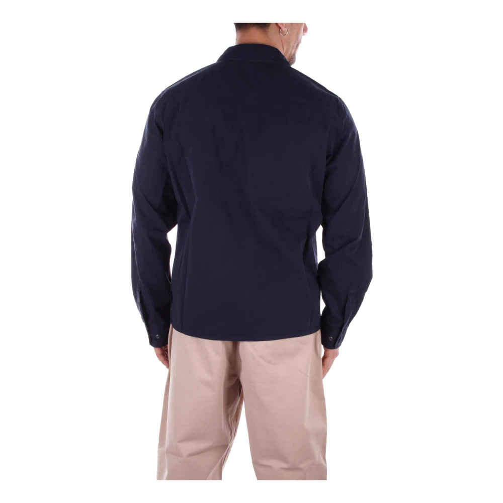 Woolrich Blauw Shirt Jas Logo Rits Zakken Blue Heren