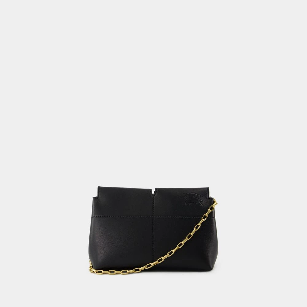 Burberry Zwarte leren Snip Clutch met schouderketting Black Dames