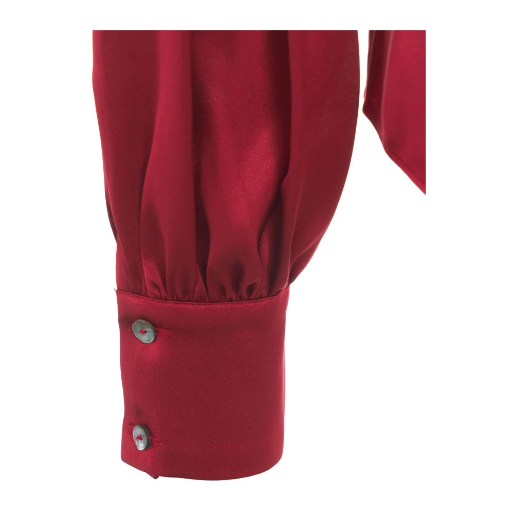 Himon's Rode Zijden Blouse Sjaalkraag Red Dames