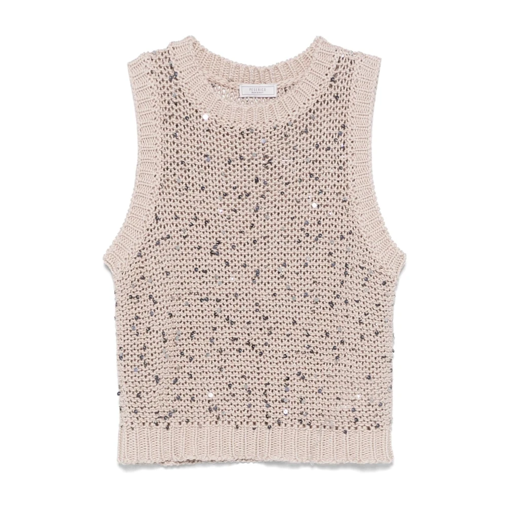 PESERICO Beige Gebreide Jas voor Vrouwen Beige Dames