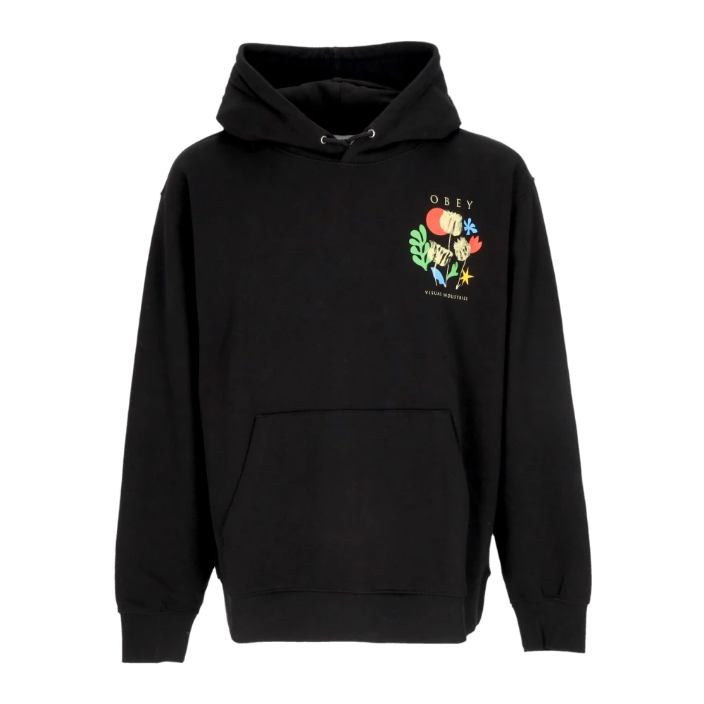 Obey Bloemenprint Hoodie Lichtgewicht Sweatshirt Black Heren