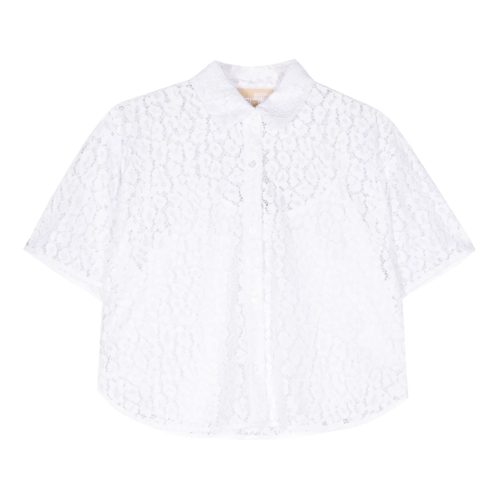Michael Kors Luipaard Overhemd van Geknoopte Kant White Dames