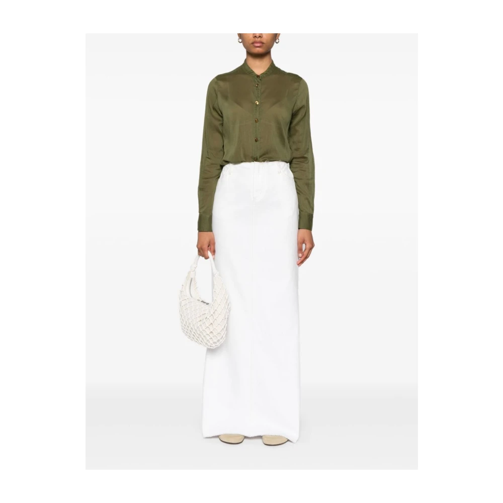 Forte Klassieke pasvorm overhemd met voile kraag Green Dames