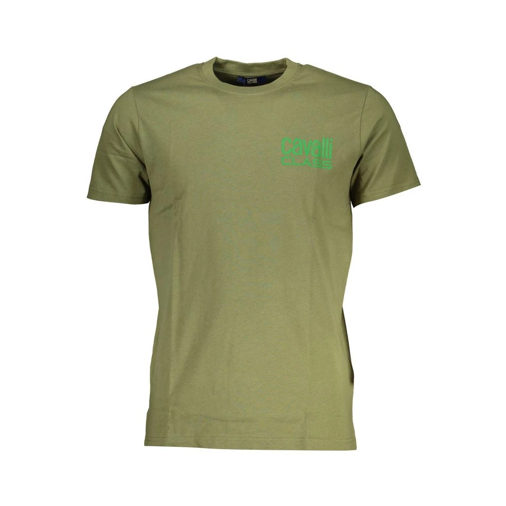 Cavalli Class , T-Shirts, Male, Green, L, Green Cotton Printed Logo T-Shirt