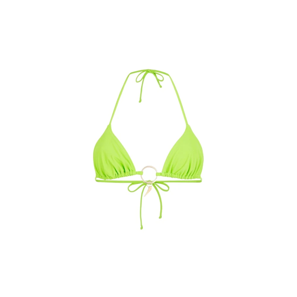 Roberto Cavalli Women's Green Tiger Tooth Halterneck Bikini Top