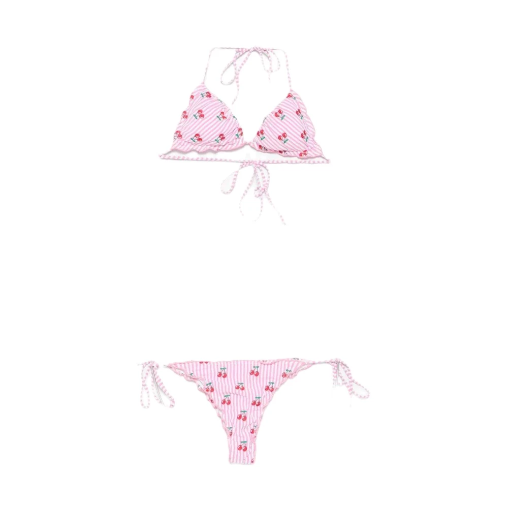 Mc2 Saint Barth Women's Pink Bikinis, S, Frou Frou Sagitami Triangle Bikini