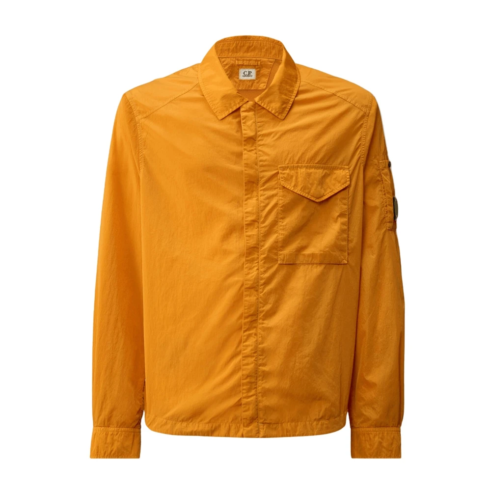 C.p. Company Men's Orange Light Jackets, Xl, Chrome-R Zipped Lens Overshirt