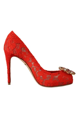Röd Kristall Spetsklackar Pumps