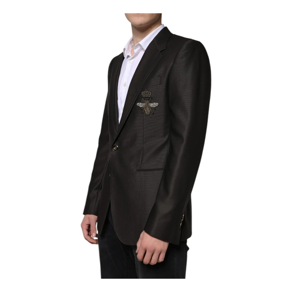 Dolce & Gabbana Zwarte Wol Slim Fit Blazer Black Heren