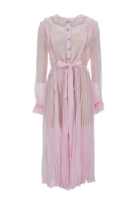 Pleated Georgette Midi Klänning