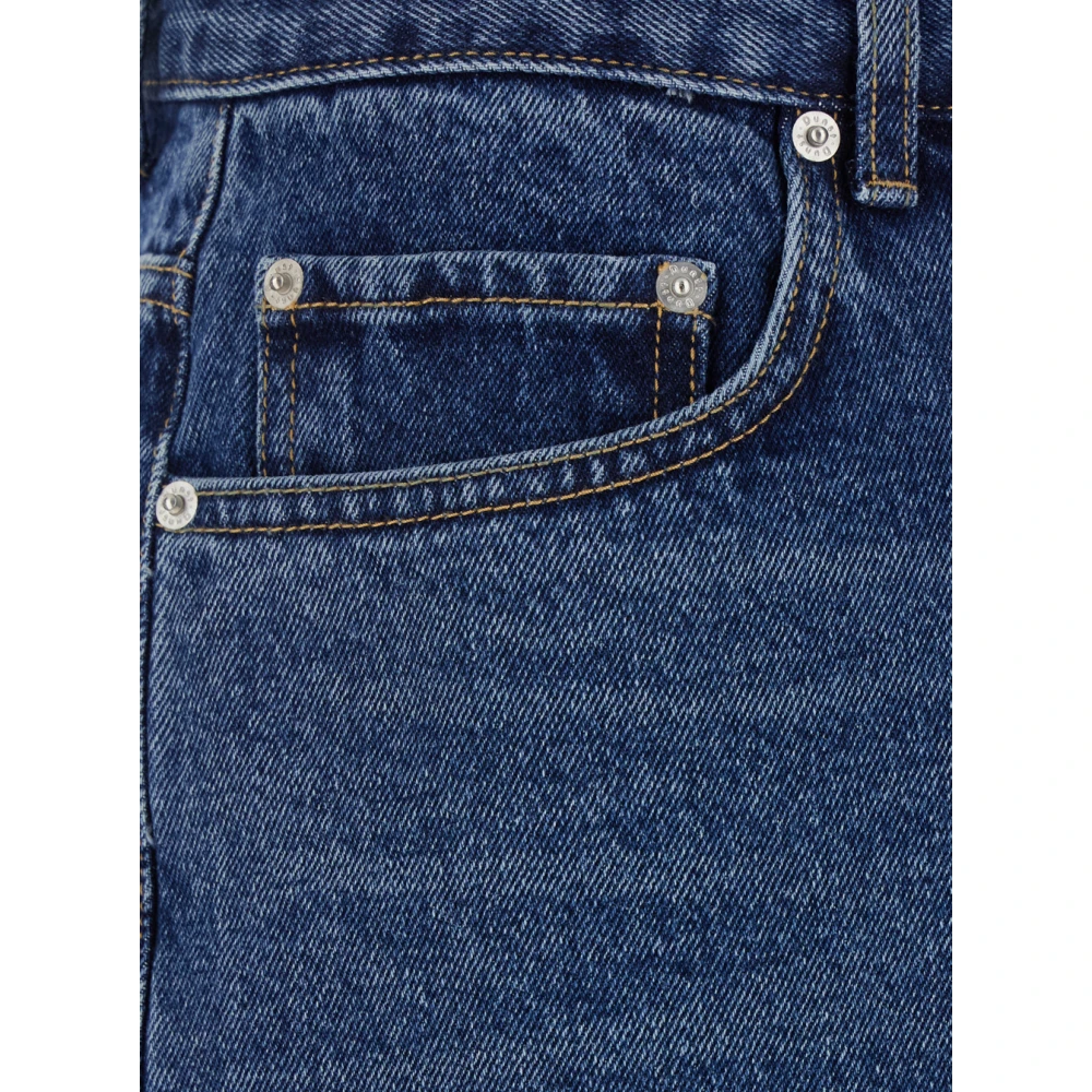 Dunst Blauwe Denim Five Pocket Jeans met Logo Patch Blue Heren