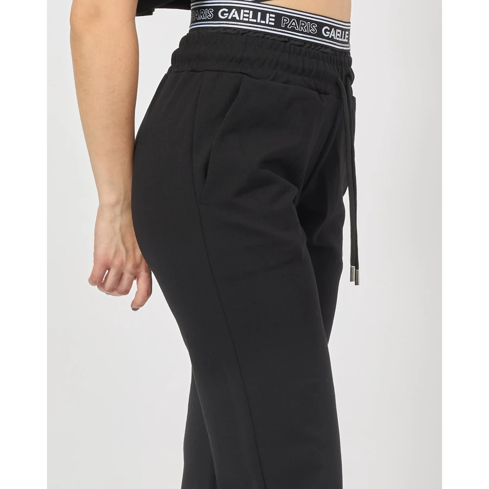 Gaëlle Paris Zwarte broek met elastische taille Black Dames
