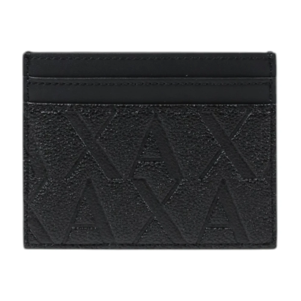Armani Exchange Zwarte Effen Portemonnee met Binnen Zakken Black Heren