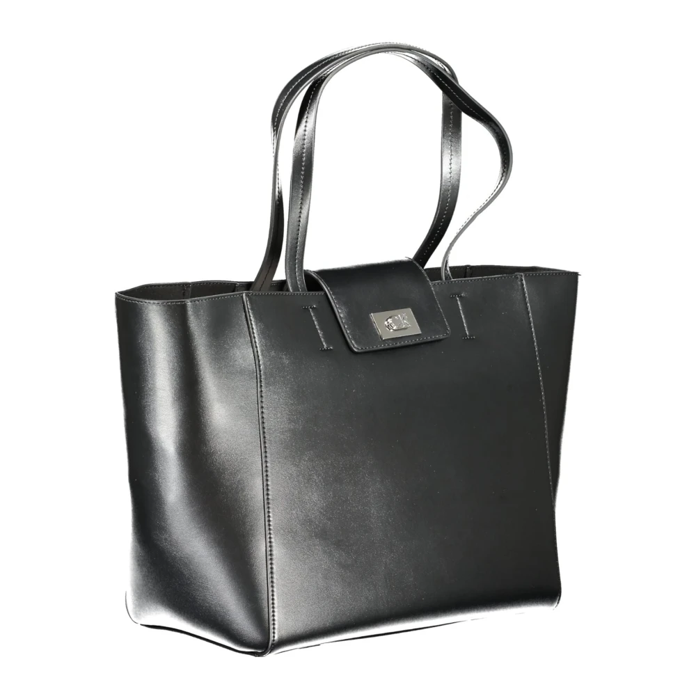 Calvin Klein Zwarte dames schoudertas met drukknoopsluiting Black Dames