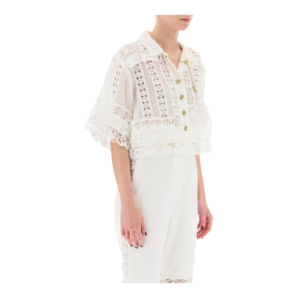Zimmermann Maritiem geïnspireerd kanten versierde shirt White Dames