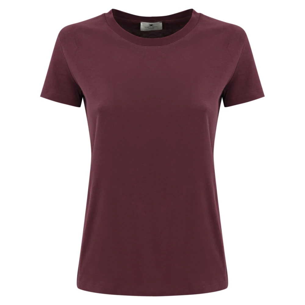 Elisabetta Franchi Bordeaux Katoen Logo T-shirt Red Dames