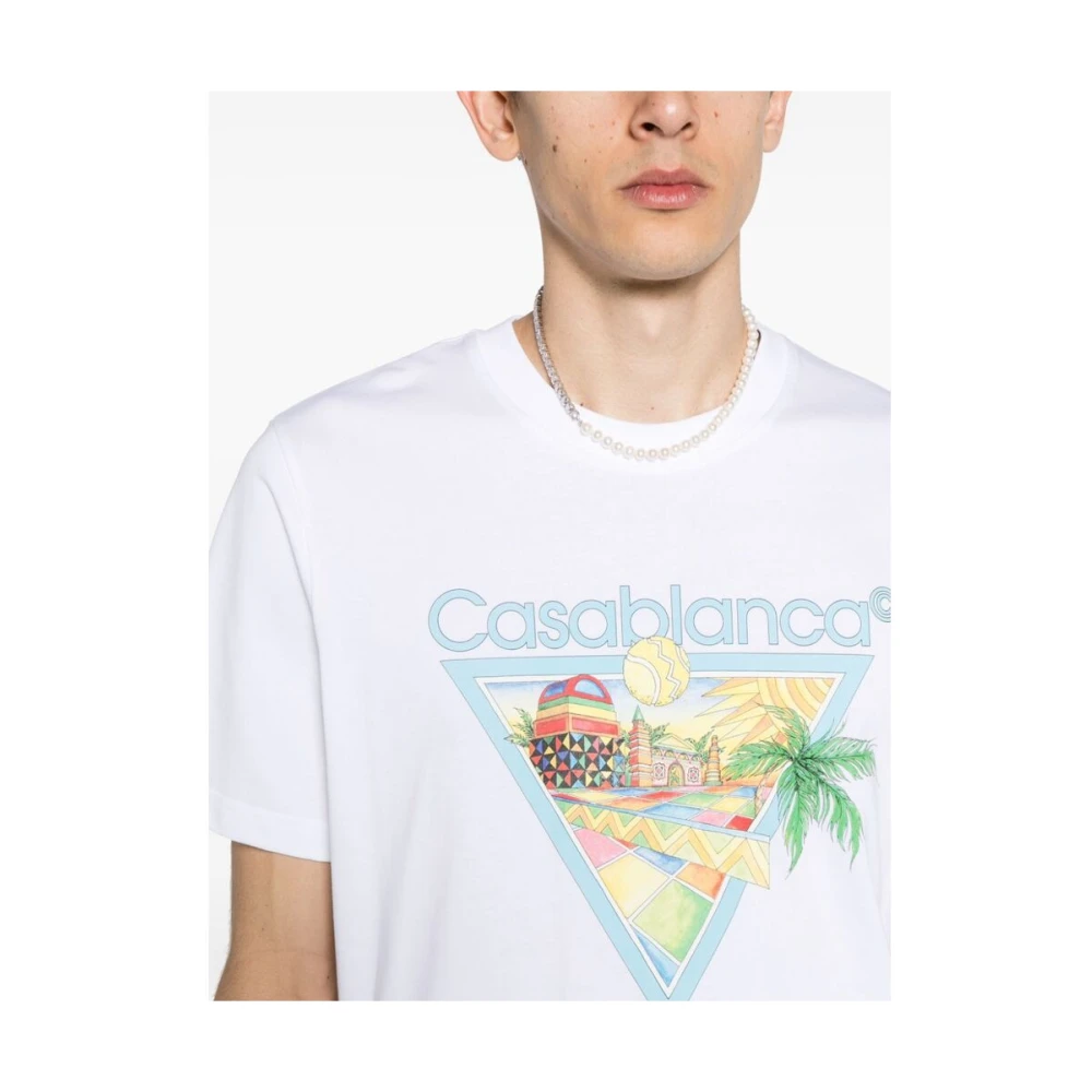Casablanca Organisch Katoenen Afro Cubism T-shirt White Heren