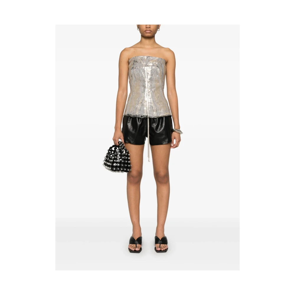 Rick Owens Zwarte Trekkoord Elastische Taille Shorts Black Dames