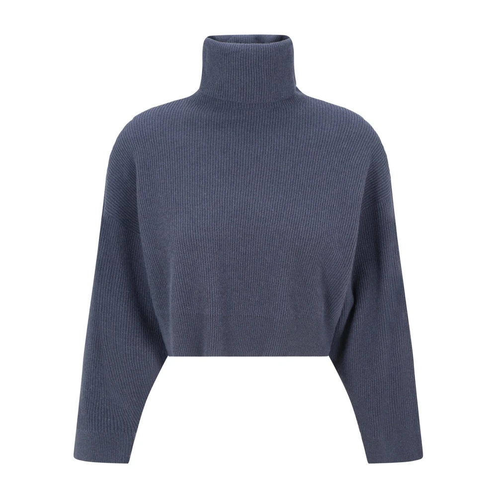 BRUNELLO CUCINELLI Cashmere Silk Wool Turtleneck Sweater Blue Heren