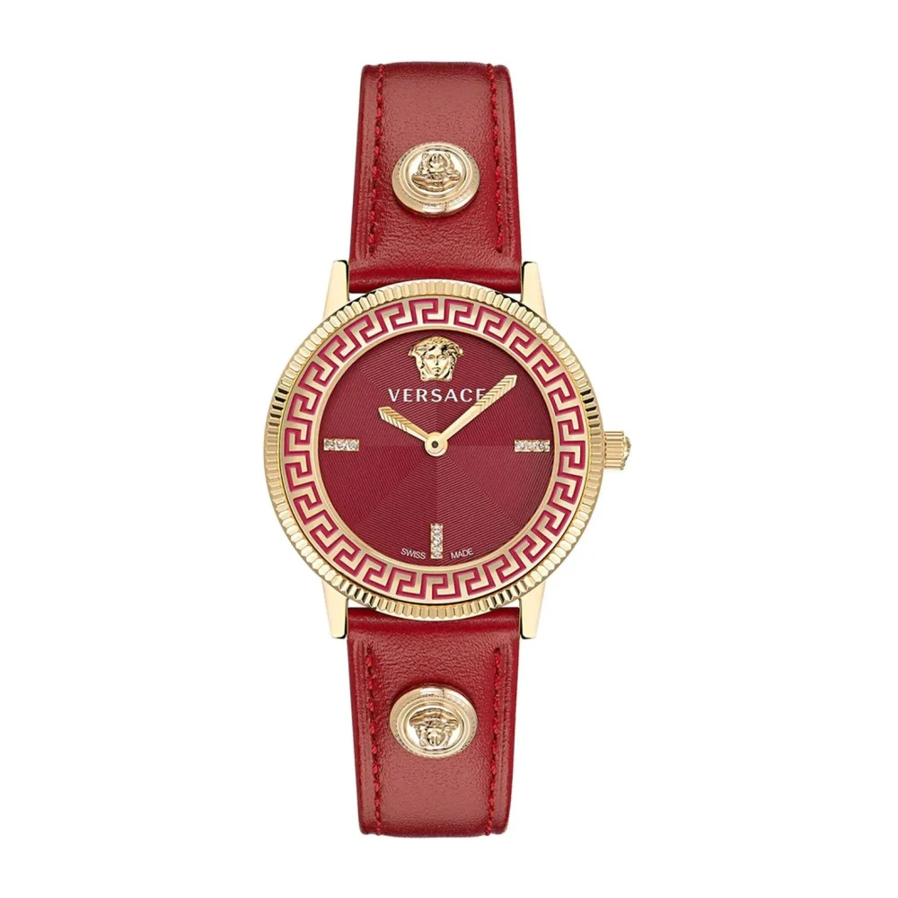 Versace V-Tribute Röd Emalj Diamant Klocka Red, Dam