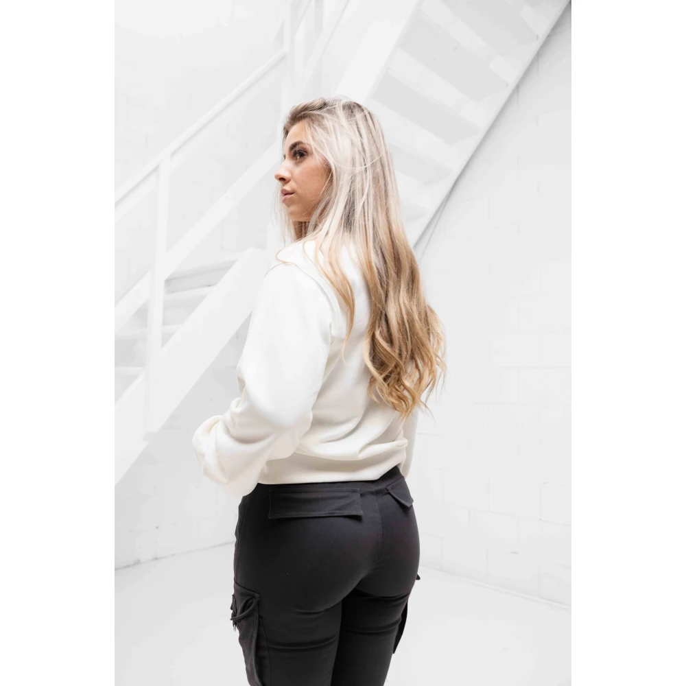 Guess Peony Logo Fleece Sweater White Dames