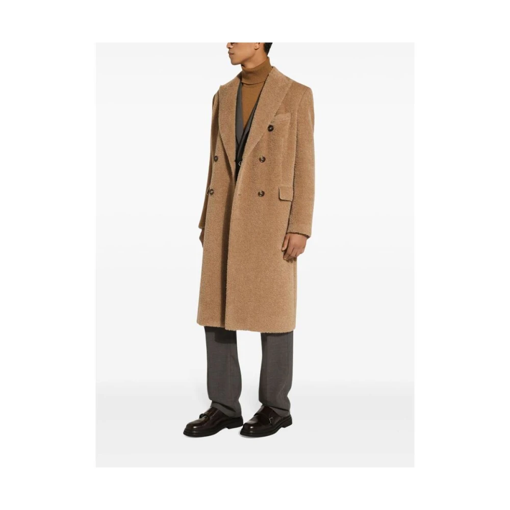 Dolce & Gabbana Double-Breasted wollen jas met pieklapels Gray Heren