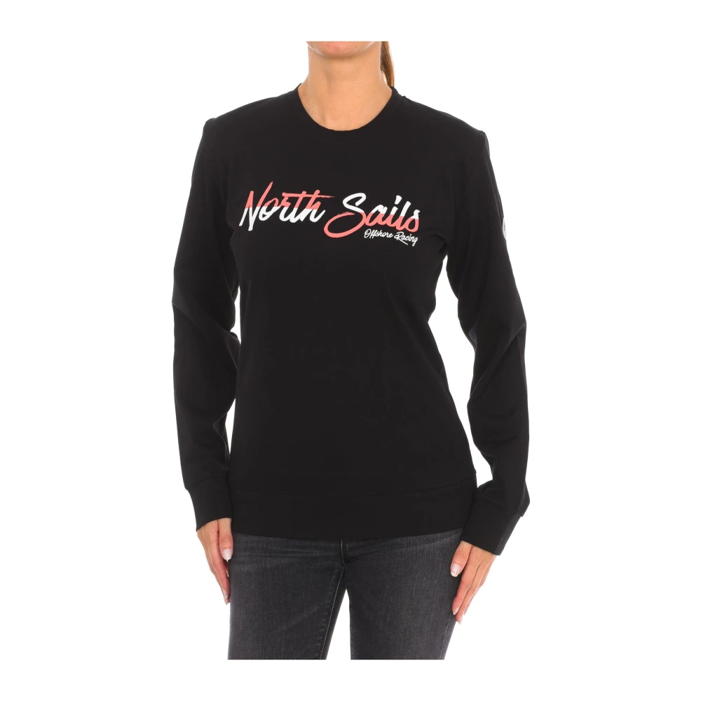 North Sails Women's Black Sweatshirts, Xl, Ribbed Round Neck Sweatshirt