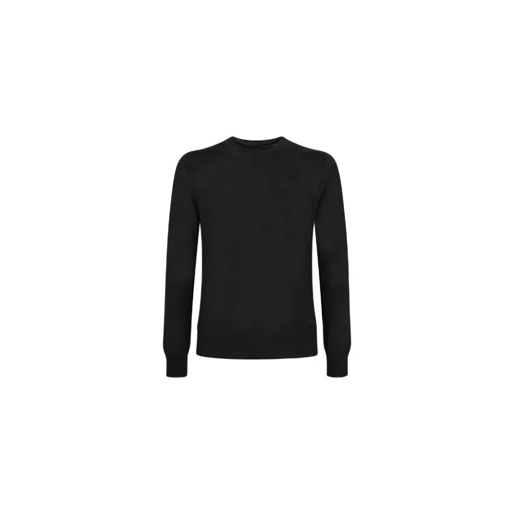 Emporio Armani Men's Black Crewneck Jumper With Embroidered Logo - Long Sleeve T-Shirts - Xl - Tops
