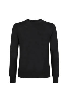 Svart Crewneck Tröja med Broderad Logotyp