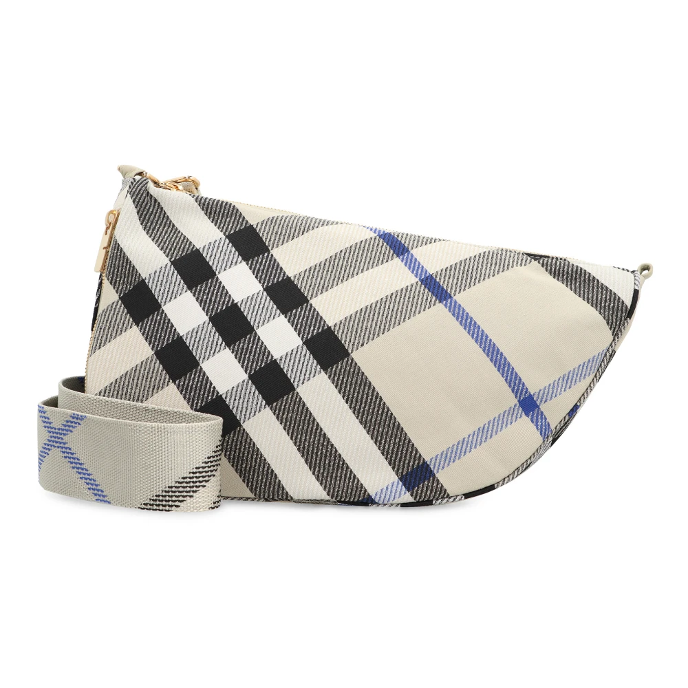Burberry Check Motif Messenger Tas Beige Dames