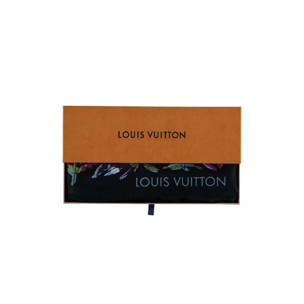 Louis Vuitton Vintage Uitstekende MultiColor Zijden Louis Vuitton Sjaal Blue Dames