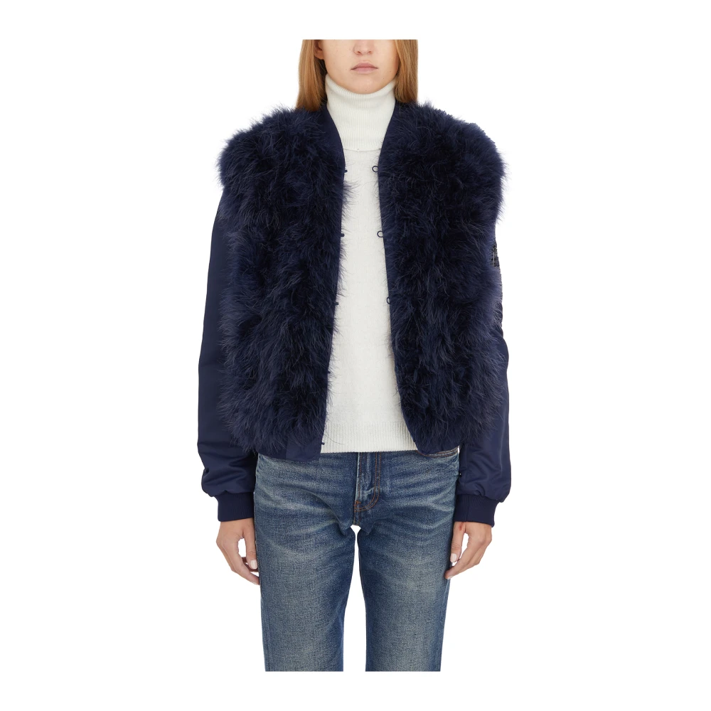 Giorgio Brato Veren Body Bomberjas in Nylon Blue Dames