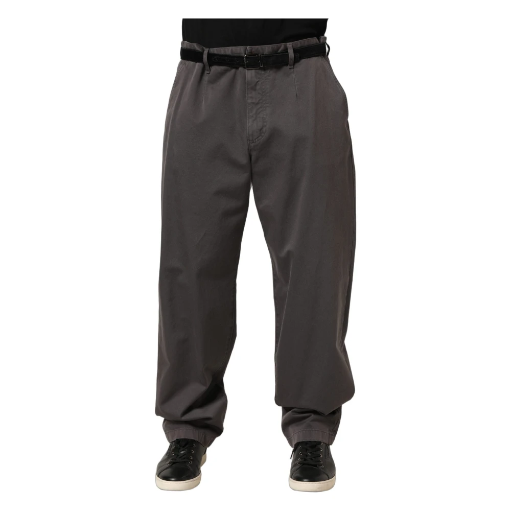 Dolce & Gabbana Men's Gray Straight Trousers, 2XL, Chino Trousers