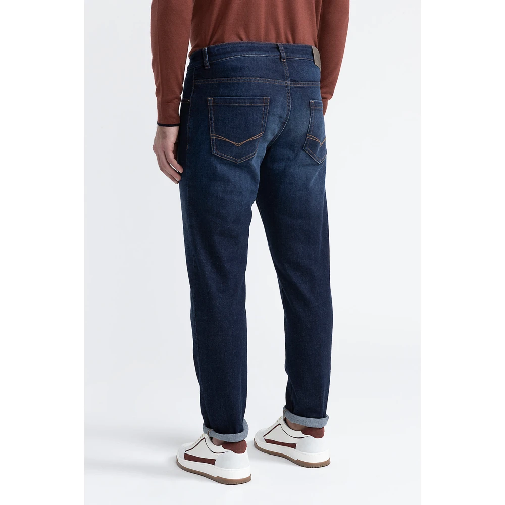 PESERICO Indigo stretch katoenen jeans Blue Heren