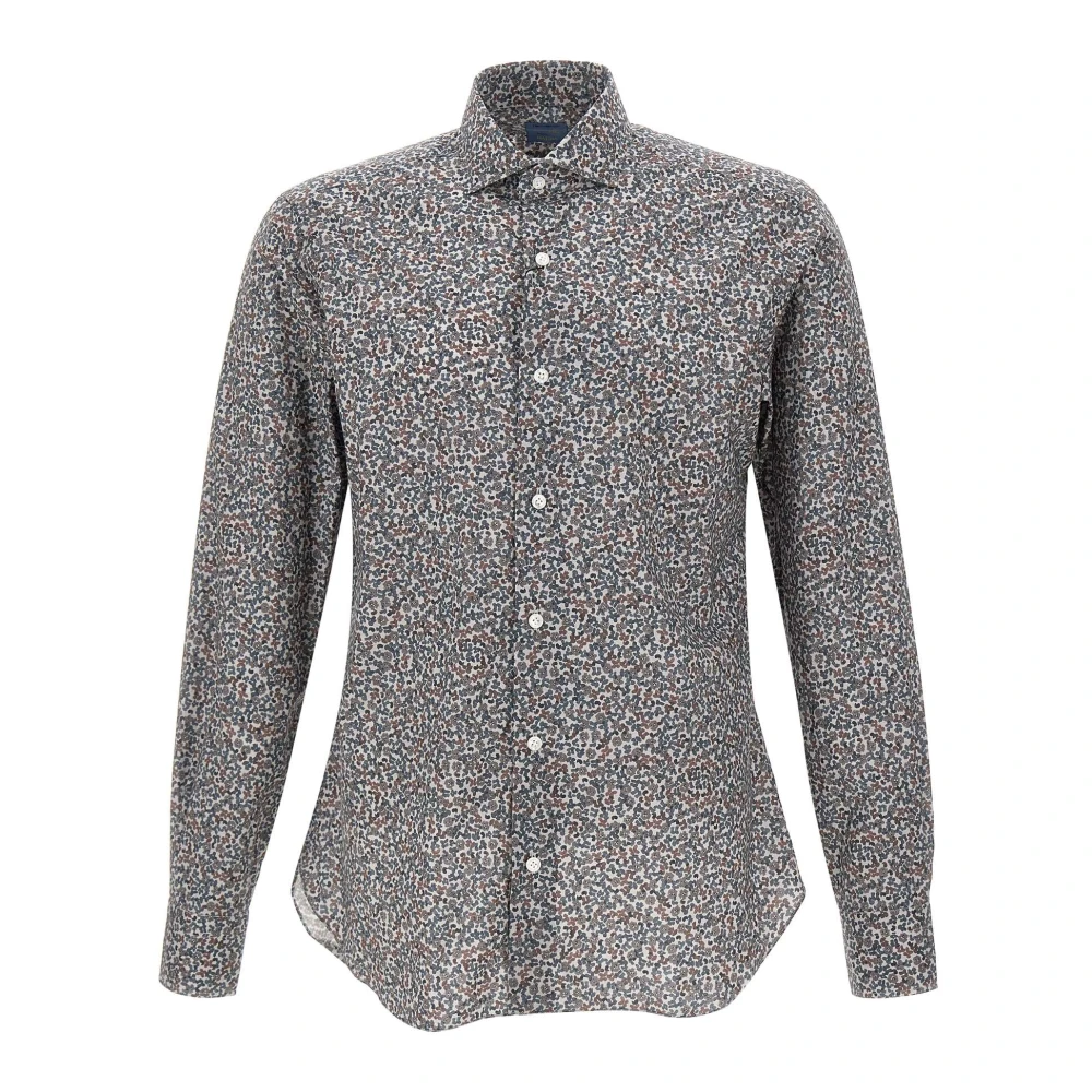 Barba Bloemenpatroon Katoenen Overhemd Gray Heren