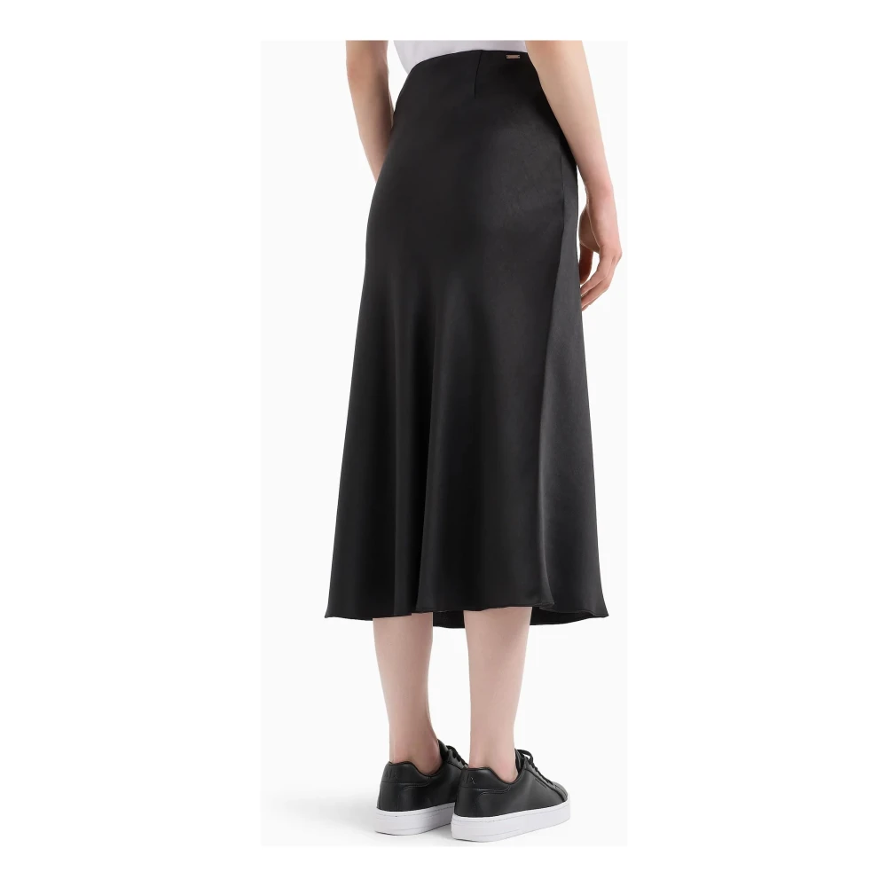 Armani Exchange Satijnen Midi Rok Black Dames