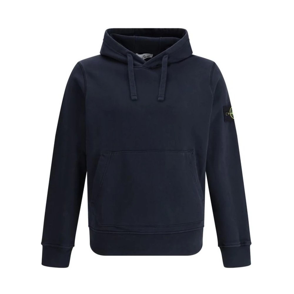 Stone Island Katoenen Hoodie met Monogram Patch Blue Heren