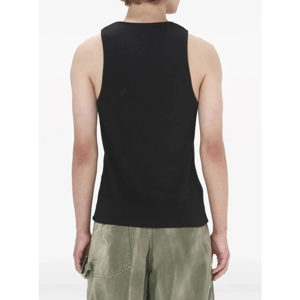 JW Anderson Zwart Geborduurd Hemdje Black Heren