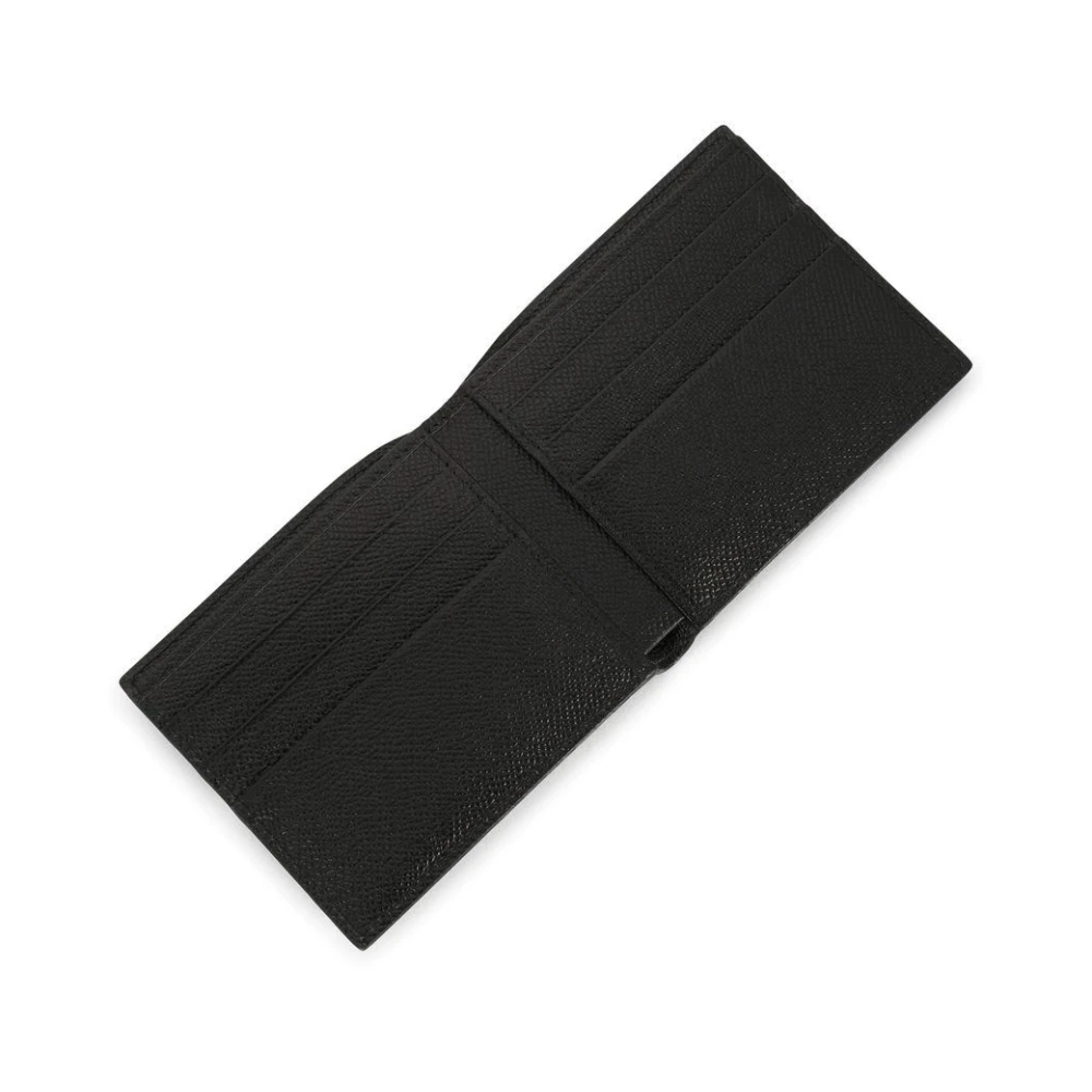 Dolce & Gabbana Zwarte Leren Portemonnee Bi-Fold Ontwerp Black Heren