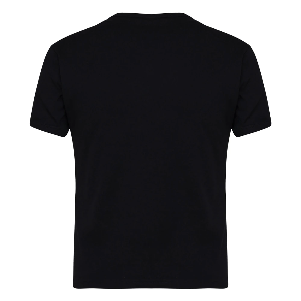 Courrèges Katoenen T-shirt met Ronde Kraag Black Dames