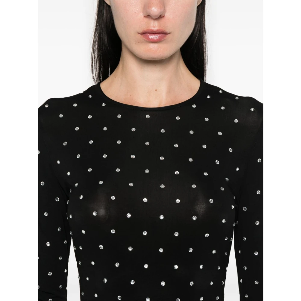 Paco Rabanne Zwarte Top met Kristalversiering Black Dames