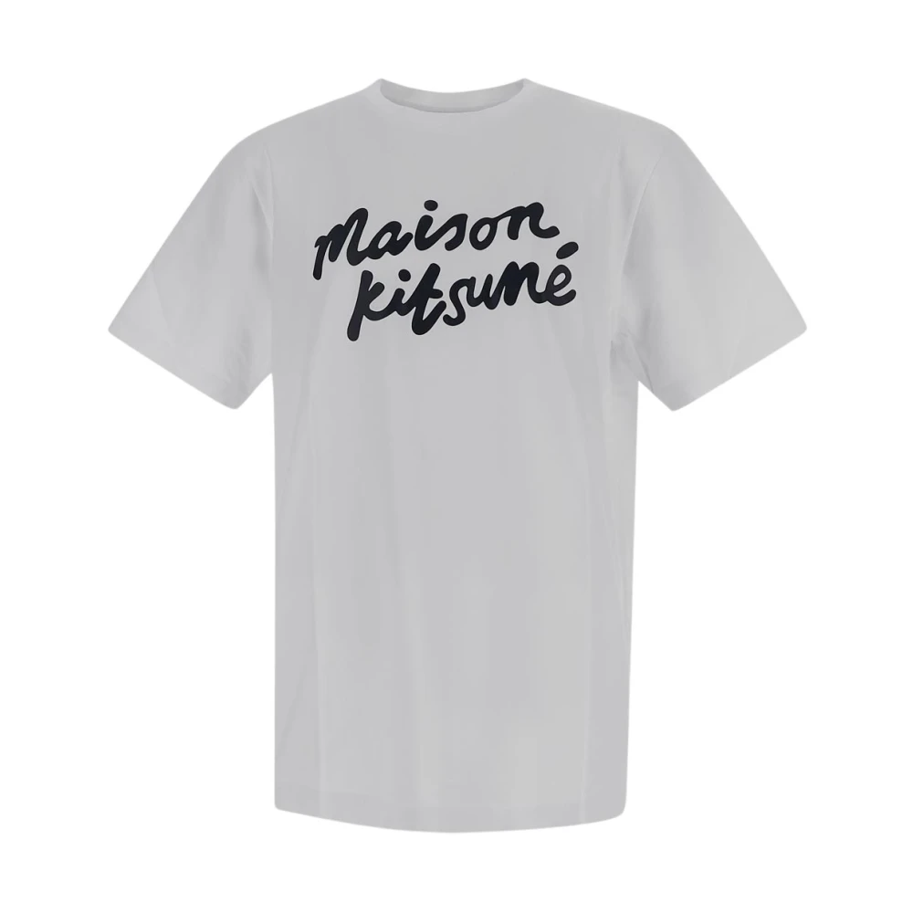 Maison Kitsuné Handwriting Korte Mouw Wit T-shirt White Heren