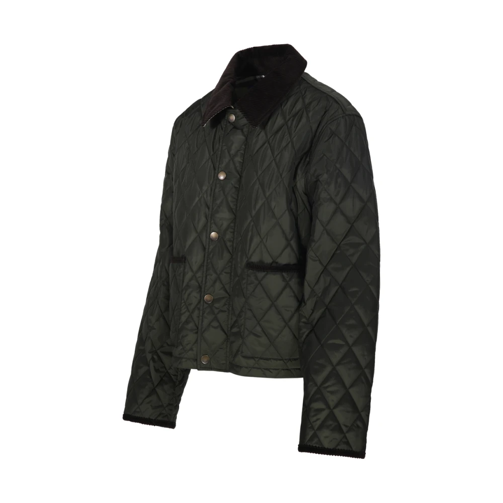 Burberry Gewatteerde jas in Shale Brush Check Green Dames