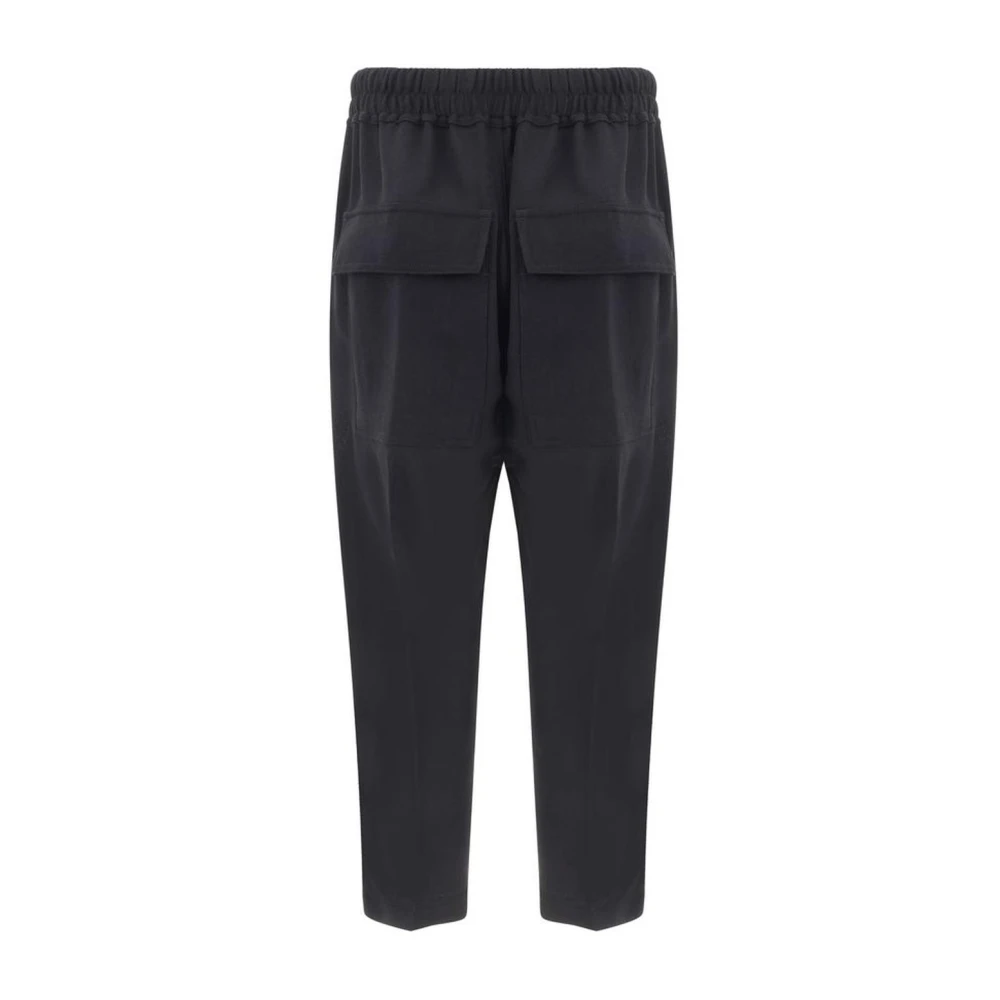 Rick Owens Boot-Cut Wollen Broek met Trekkoord Taille Black Dames