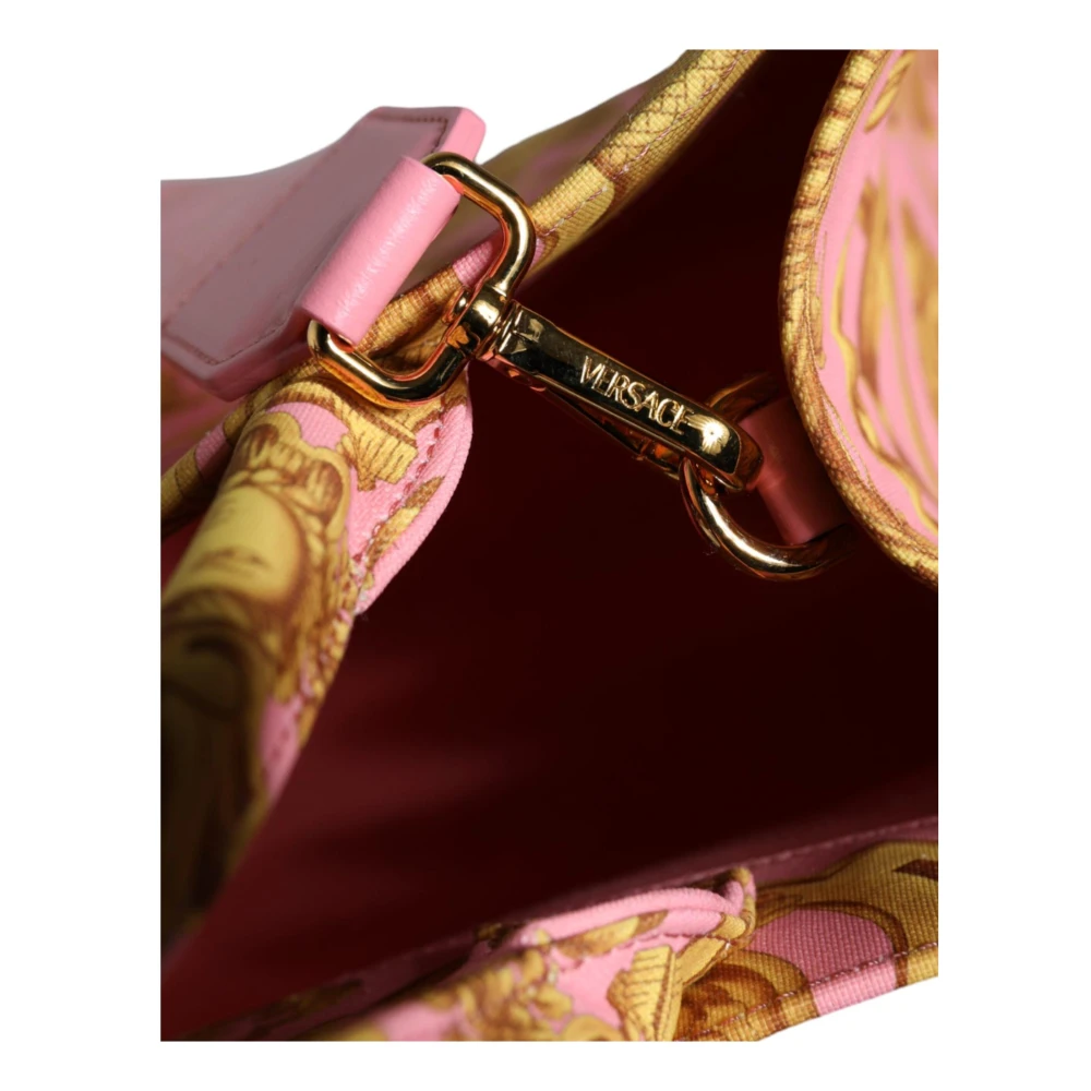 Versace Roze Bedrukte Leren Tote Tas Pink Dames