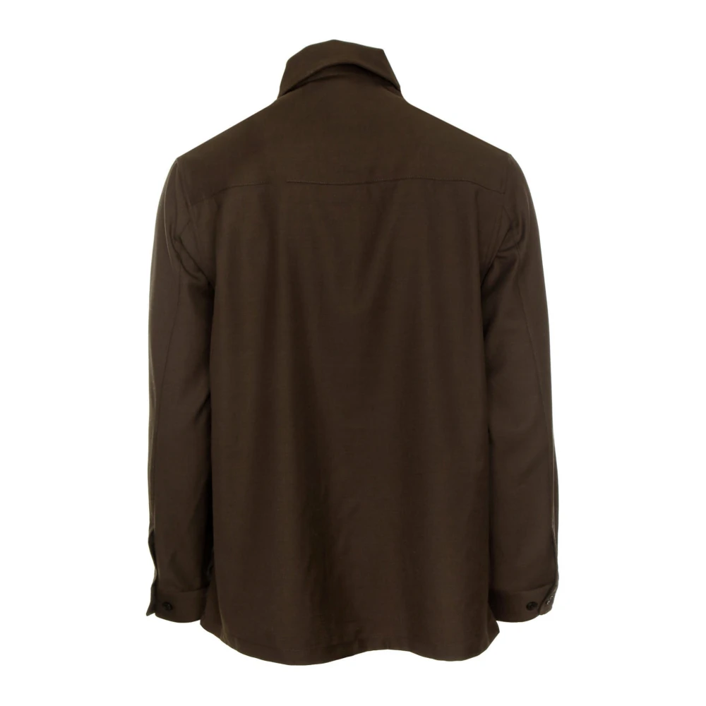 Samsøe Wollen overshirt met knoopsluiting Brown Heren