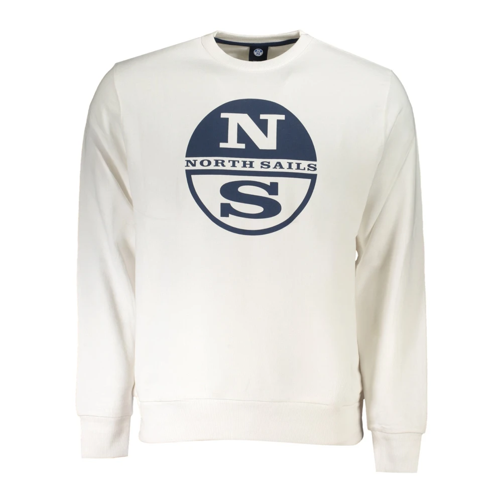 North Sails Geborsteld Katoenen Sweatshirt met Logoprint White Heren