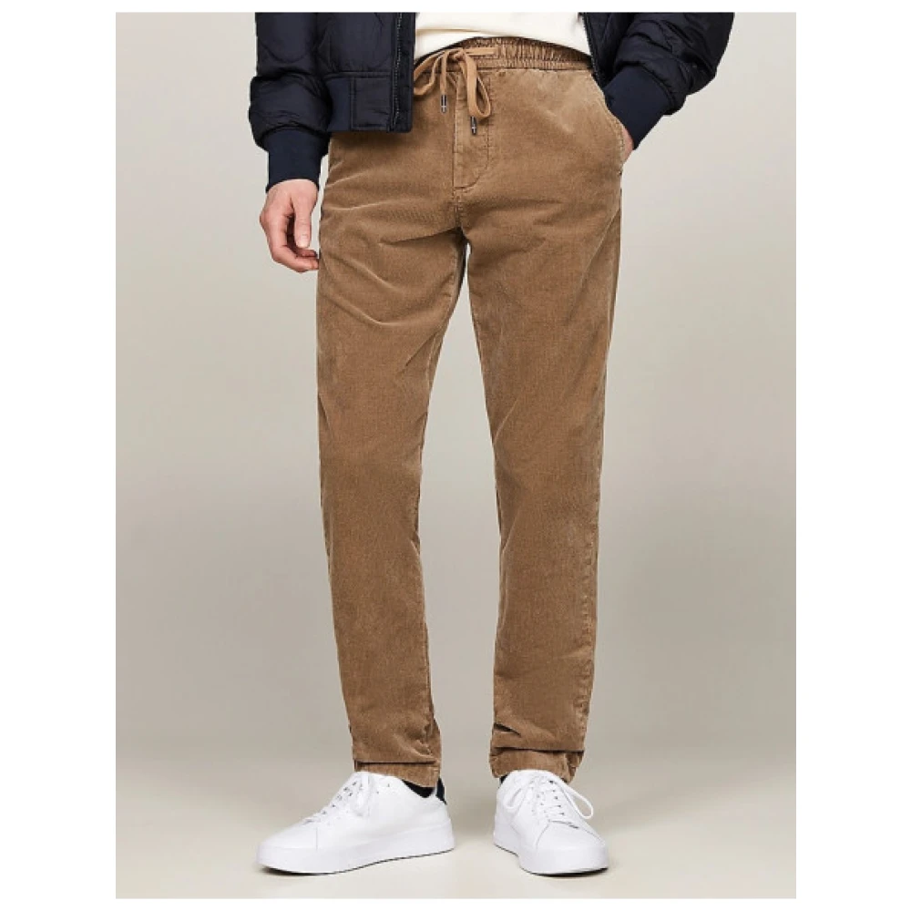 Tommy Hilfiger Corduroy Chino Broek met Elastische Taille Brown Heren